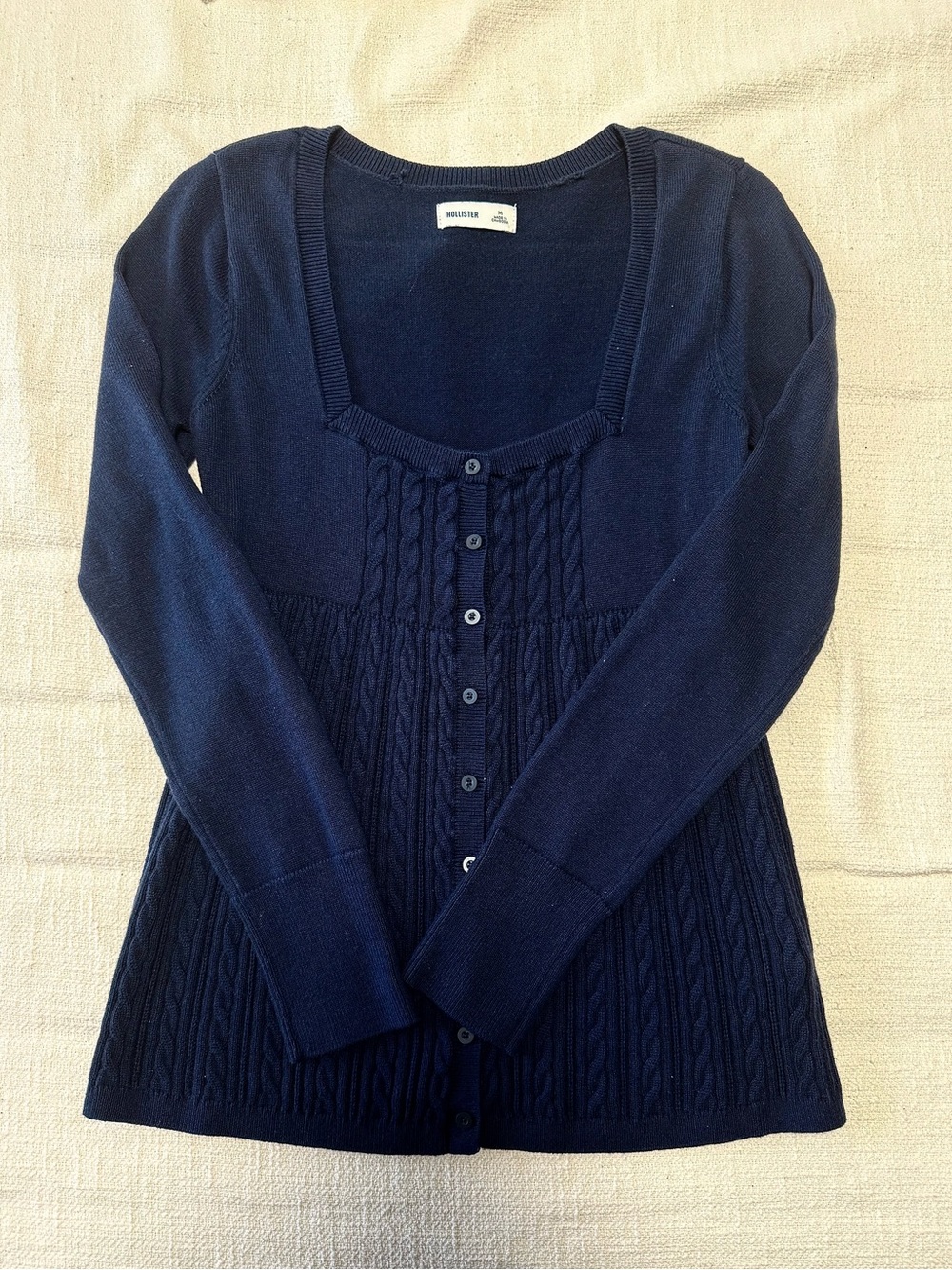 Hollister Navy Cable-Knit Button Cardigan